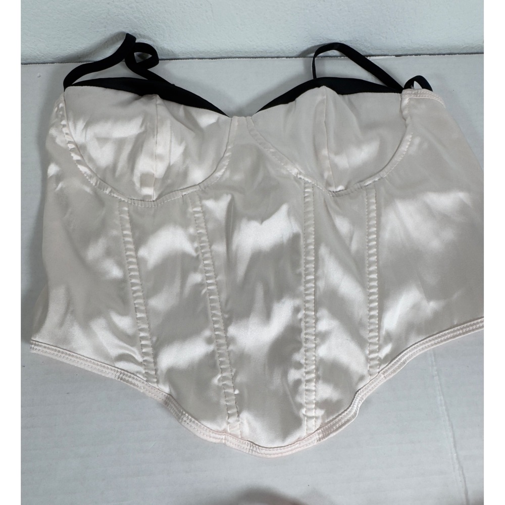 Shein Corset Bustier Top Set 4 Pieces Light Blue Beige Pink‎ Black Satin Lace - Picture 5 of 7